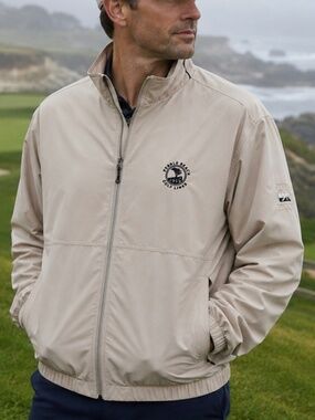 Cutter & Buck Pebble Beach Golf Links 1919 WeatherTec Jacket Men's Large Khaki